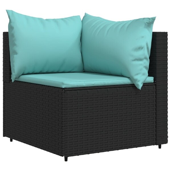 vidaXL Patio Lounge Set with Cushions Brown/Black/Gray Poly Rattan