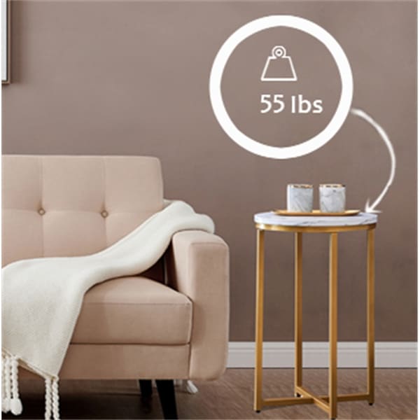 Side Table，End Table，Gold and White