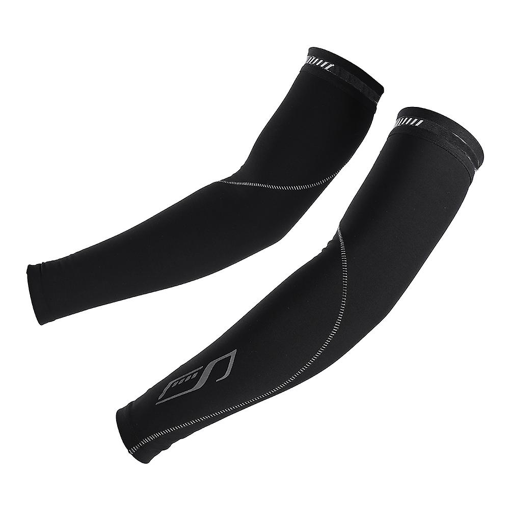 Cycling Sun Protection Fleece Arm Warmers Outdoor Sports Arm Sleeves Cover Black (L/XL)