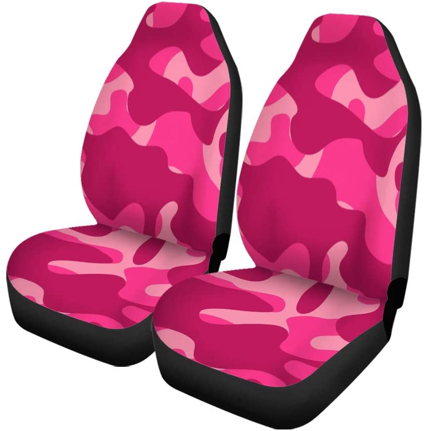 KXMDXA Set of 2 Car Seat Covers Beige Camoflauge Pink Camouflage Pattern Camo Colorful Universal Auto Front Seats Protector Fits for Car，SUV Sedan，Truck