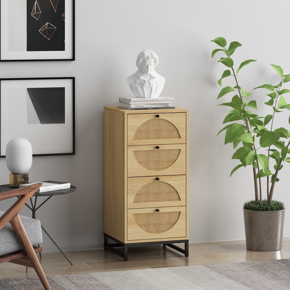 Cabinet with 4 Drawer Natural rattan