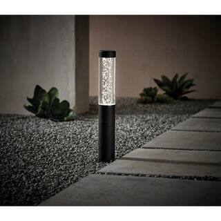 Hampton Bay Andalusia Low Voltage Black 40 Lumens Color Changing Integrated LED Bollard Light with Remote 62909