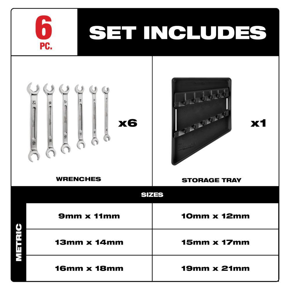 MW Double End Metric Flare Nut Wrench Set (6-Piece) 48-22-9471