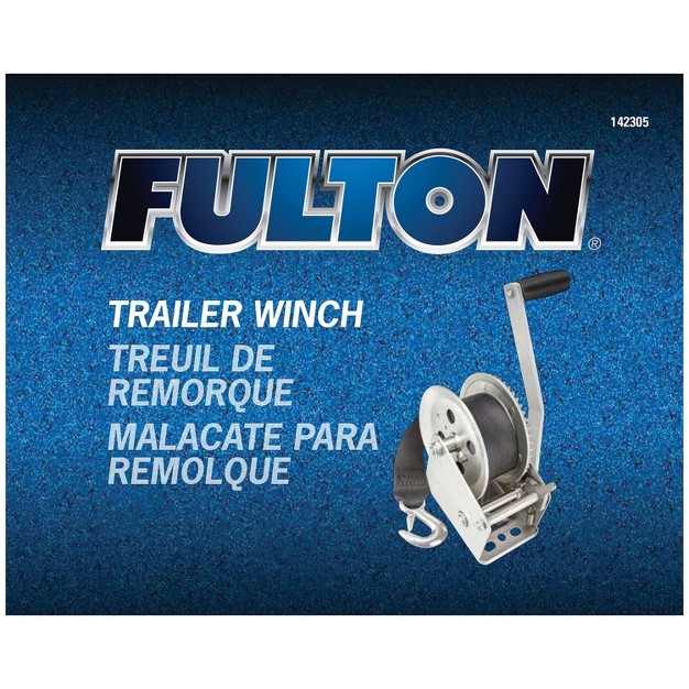 Fulton 142305 Universal Single Speed Towing Winch With 20 Feet Strap And Hook Comfortable Grip Handle 1800 Pound Capacity