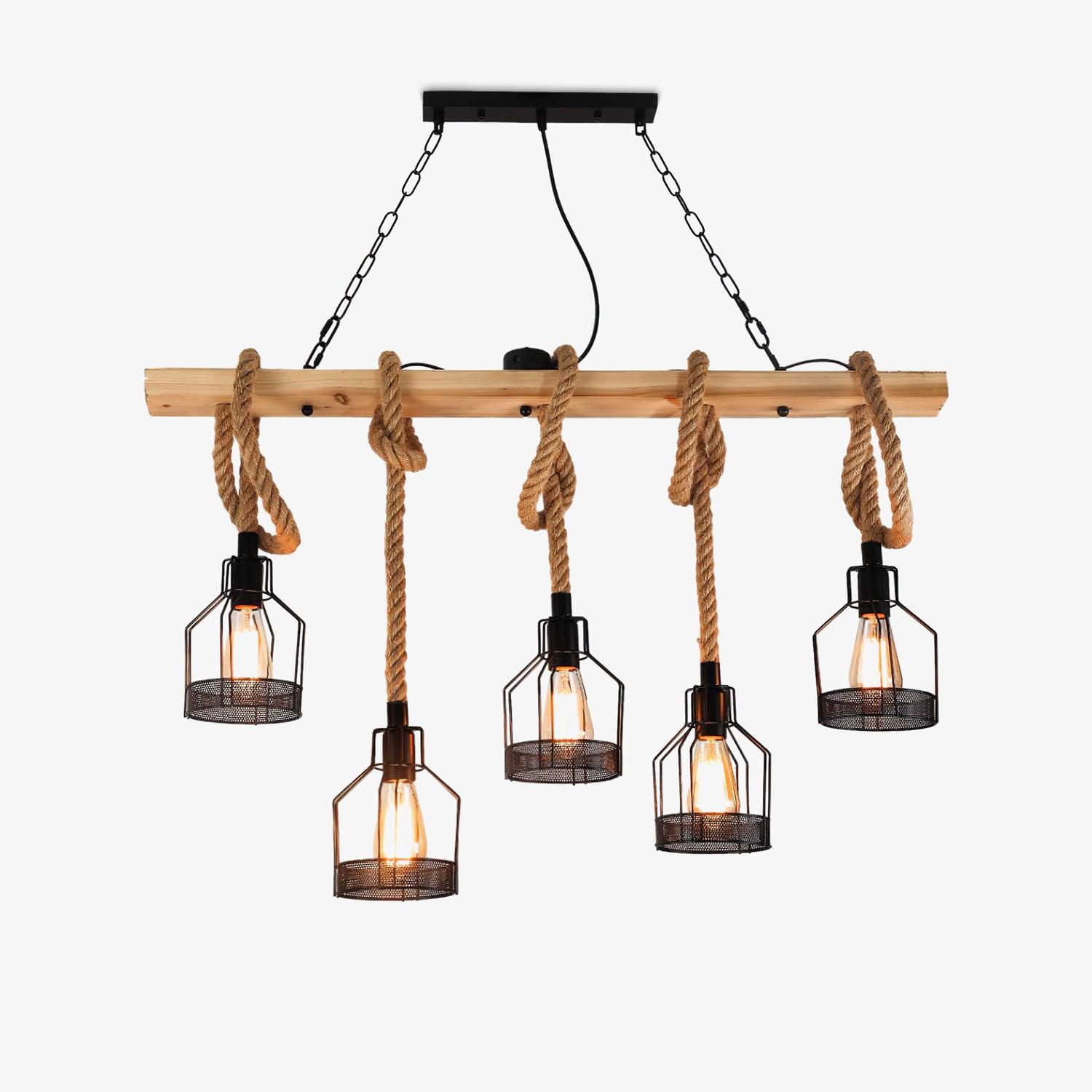 Hemp Rope Industrial Grenade Chandelier