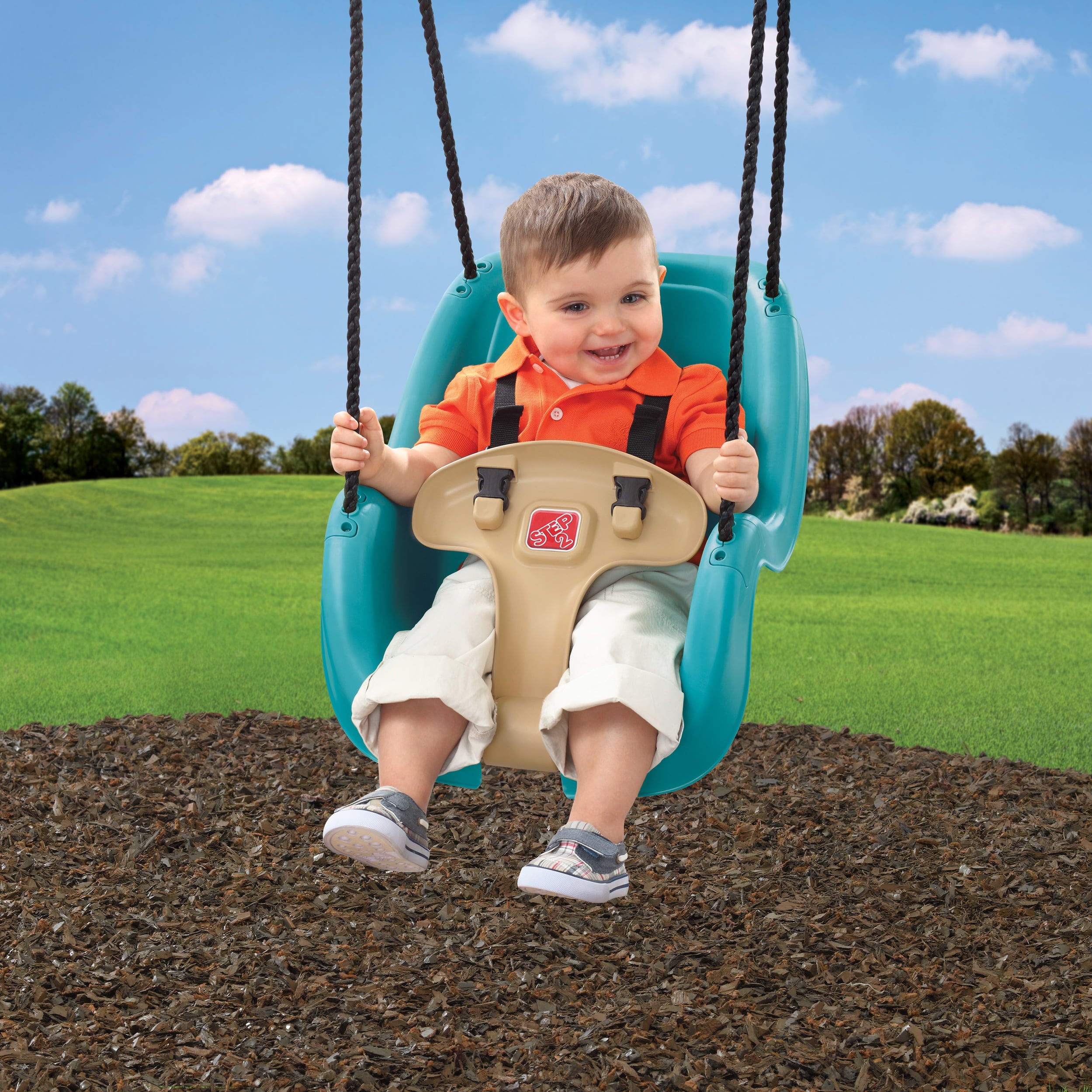 Step2 Teal Toddler Baby Swing Set Accessory with T-Bar and Weather-Resistant Ropes