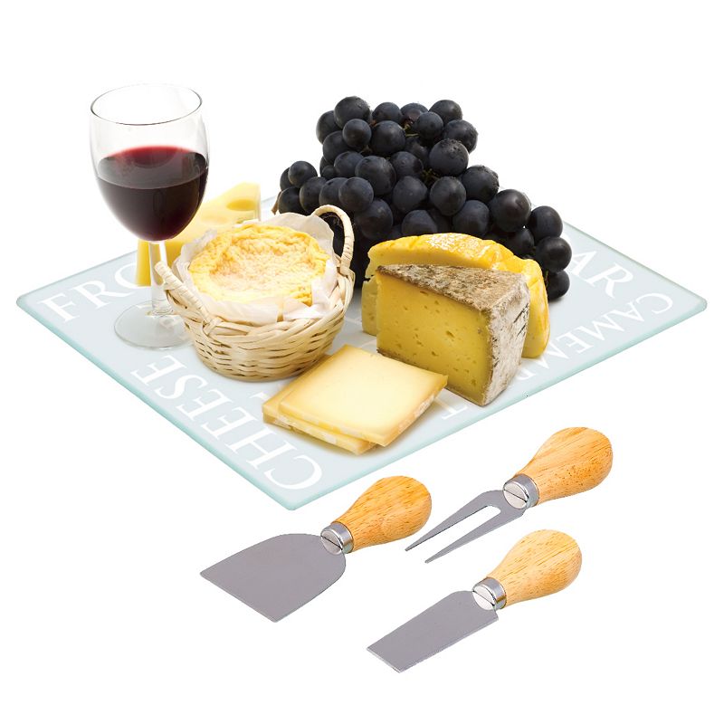 4 Piece Glass Charcuterie and Cheese Board Set