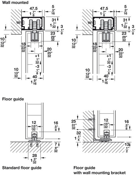 Hafele Sliding Door Hardware  EKU Porta 60/100 HM/...