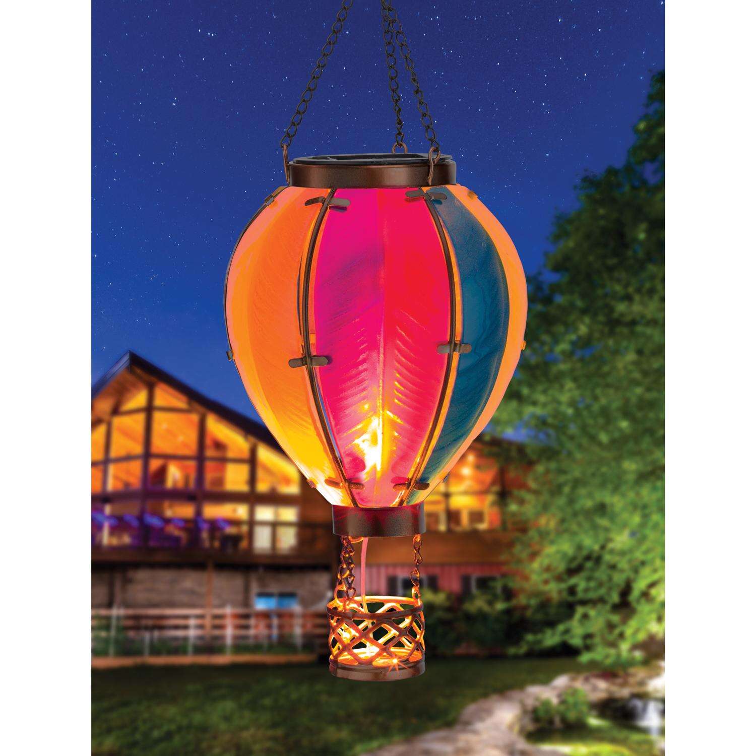 Regal Art and Gift Multicolored Glass/Metal 15 in. H Hot Air Balloon Lantern