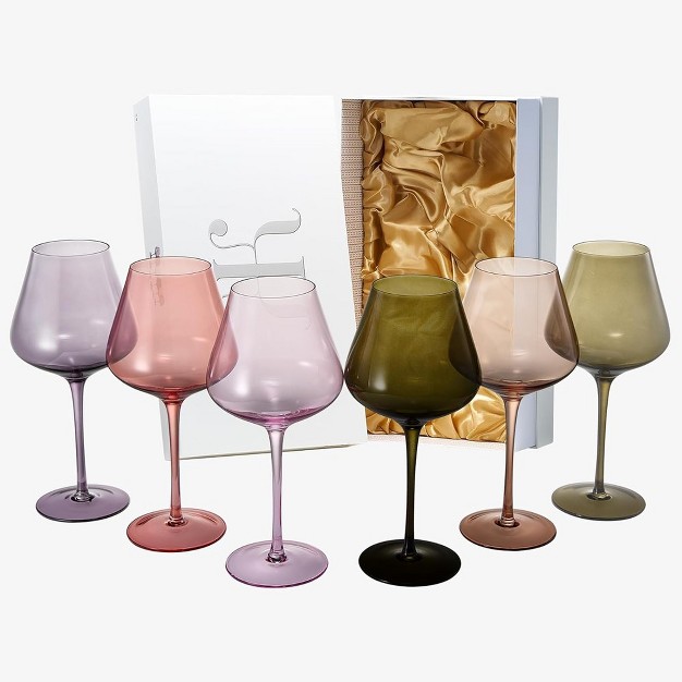 Khen x27 s Crystal Colored Italian Design Wine Glasses Unique amp Luxurious Design Perfect For All Occasions 6 Pk