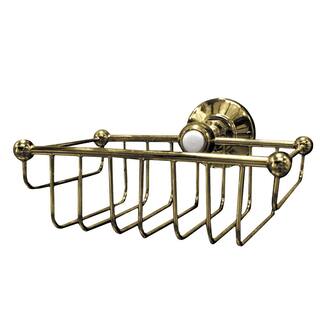 Westbrass Wall Mount Wire Shower Basket in Polished Brass 1857-01