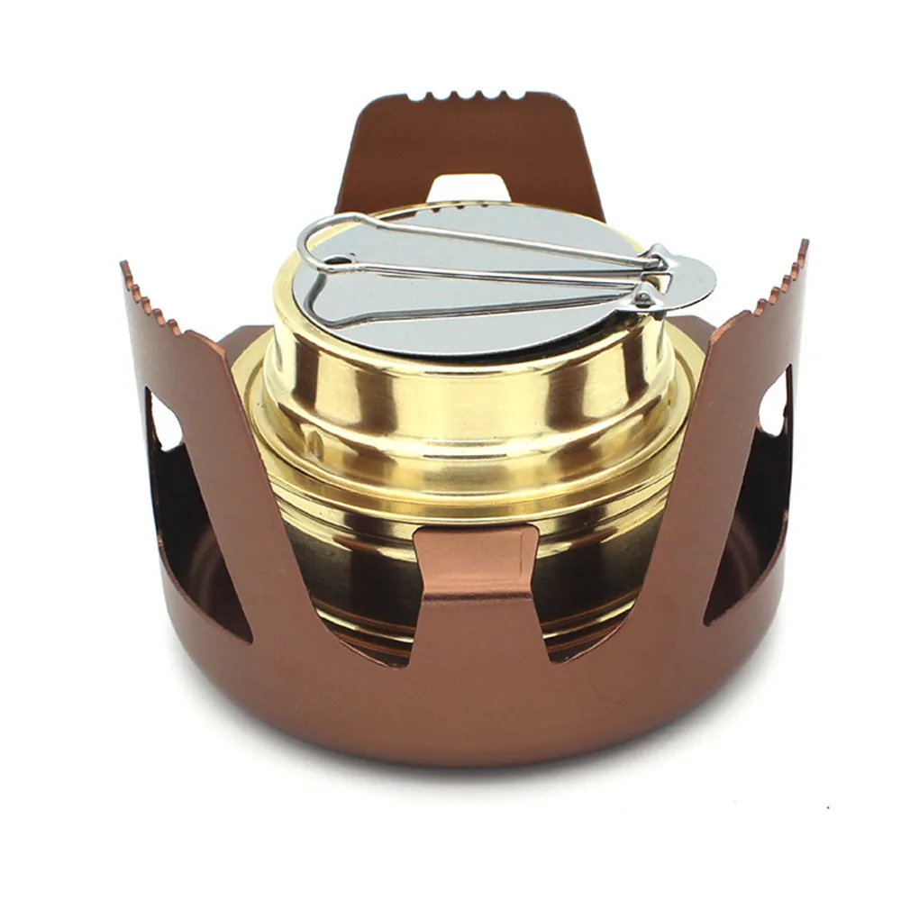 New Folding Brass Aluminum oy Material Outdoor Camping Vaporized Liquid Mini Alcohol Stove Portable Creative Alcohol Stove