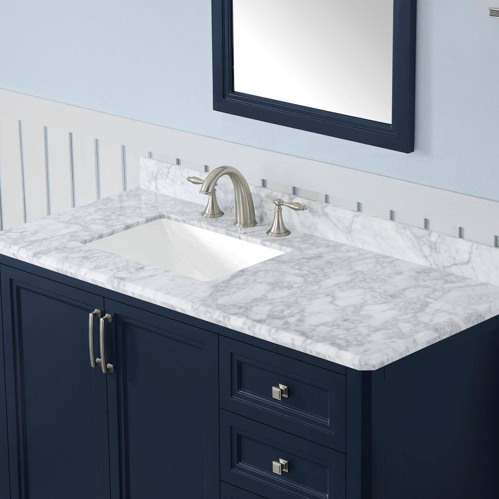 Home Decorators Collection Sandon 48 in. W x 22 in. D Bath Vanity in Midnight Blue with Marble Vanity Top in Carrara White with White Basin Sandon 48MB