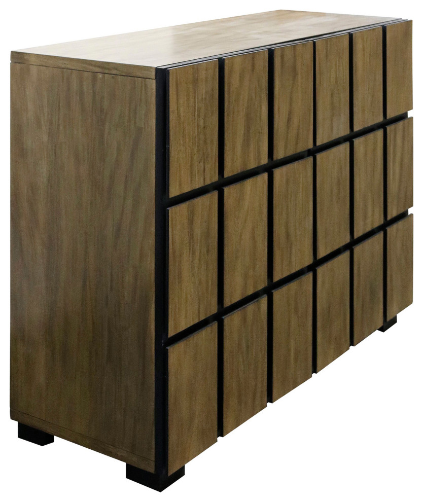 Cypress Brown Two Door Dimensional Squares Wooden Cabinet   Transitional   Accent Chests And Cabinets   by StyleCraft  Houzz