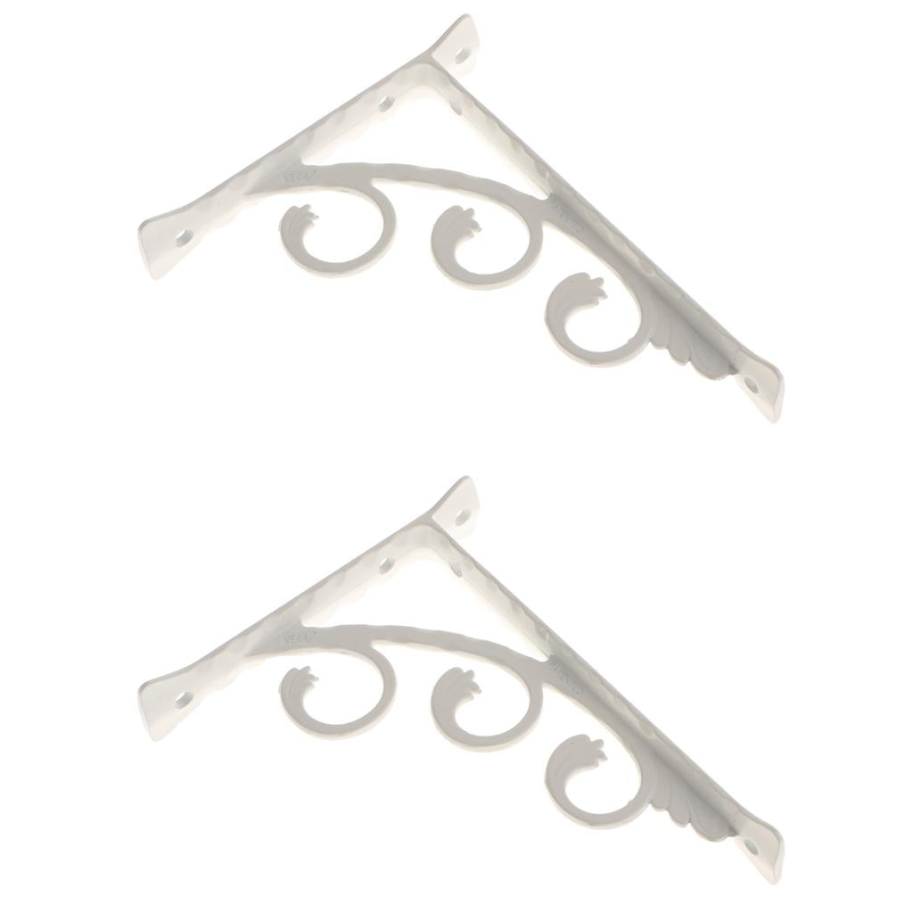 Decorative Wall Shelf Brackets, 2 Pack Heavy Duty Corner Shelf Supporter for Bookshelves, Bedroom/Kitchen/Office Shelves, Metal Brackets (White) , 12x15cm