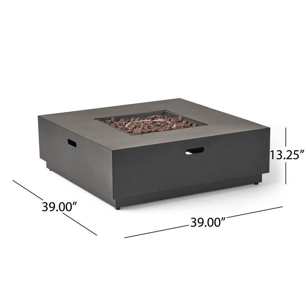 Noble House Reign Dark Gray Square Metal Fire Pit (No Tank Holder) 67262