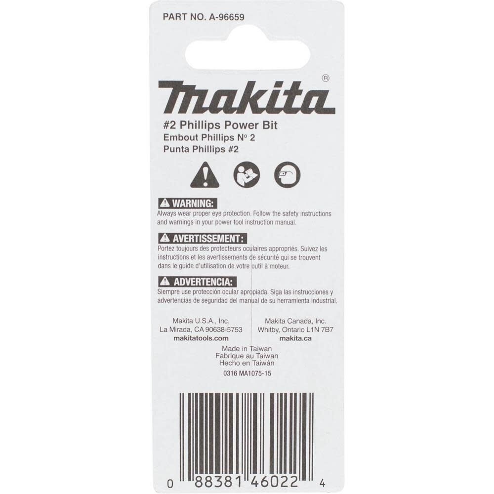 Makita Impact X #2 Phillips 2 Power Bit 2/pk A-96659 from Makita