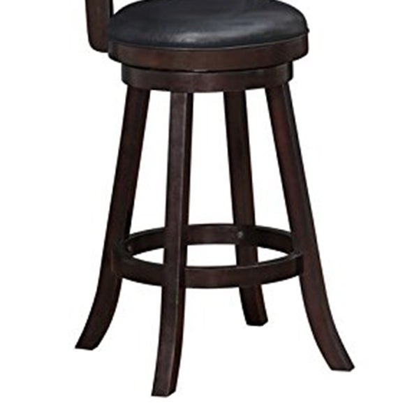 Swivel Barstool with Leatherette Seating， Set of 2， Brown and Black - 17.5 H x 19.5 W x 43.5 L Inches