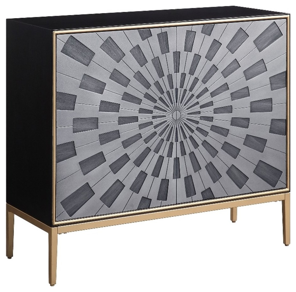 Console Table with 2 Doors and Sunburst Design Gray   Contemporary   Console Tables   by Homesquare  Houzz