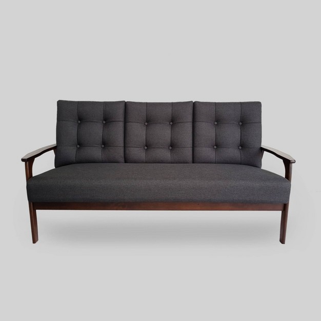 Duluth Mid Century Tufted Sofa Black Christopher Knight Home