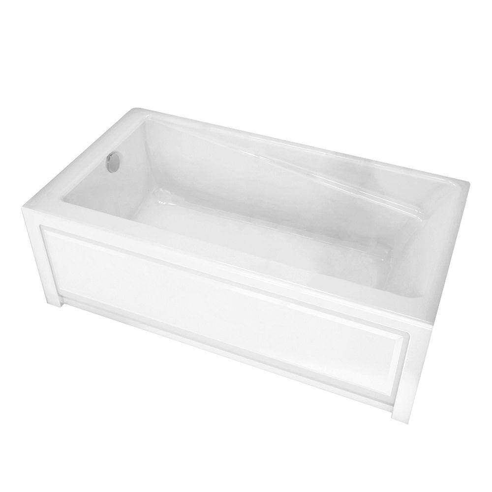 MAAX New Town 59 in. x 32 in. Acrylic Left Drain Rectangular Alcove Soaking Bathtub in White 105456-000-001-001