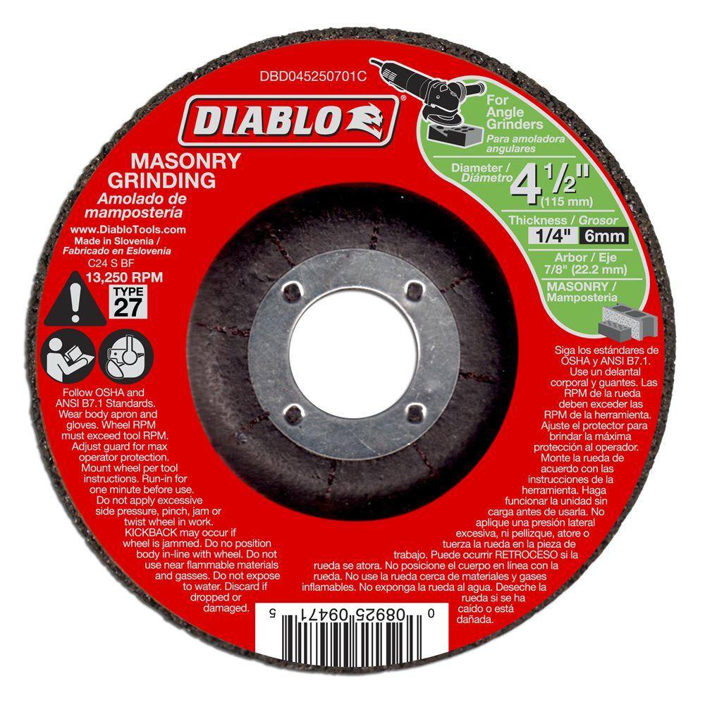 DIABLO 4-12 in. x 14 in. x 78 in. Masonry Grinding Disc with Type 27 Depressed Center DBD045250701C