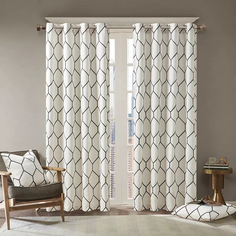 Madison Park Asher 1-Panel Light Filtering Grommet Window Curtain