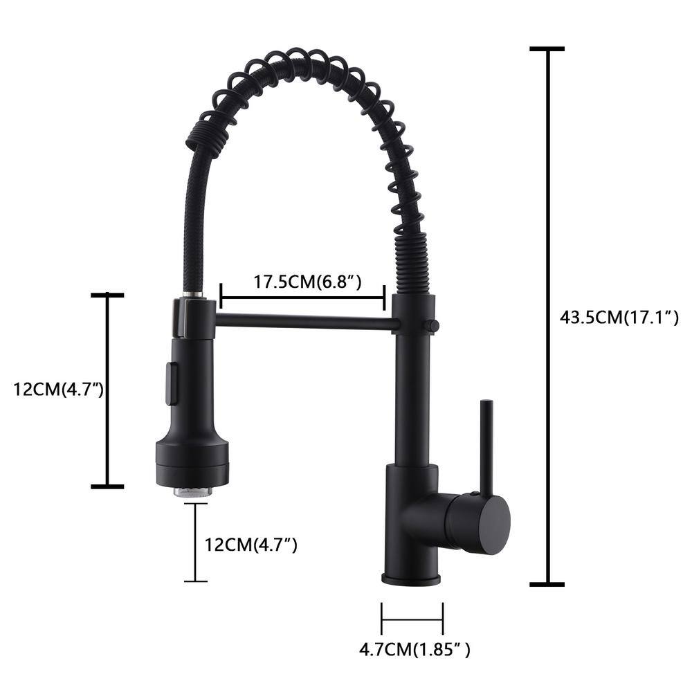 Boyel Living Stainless Steel Faucet Black Single-Handle Faucet Pull-Down Sprayer Kitchen Faucet BM289B-LED-45