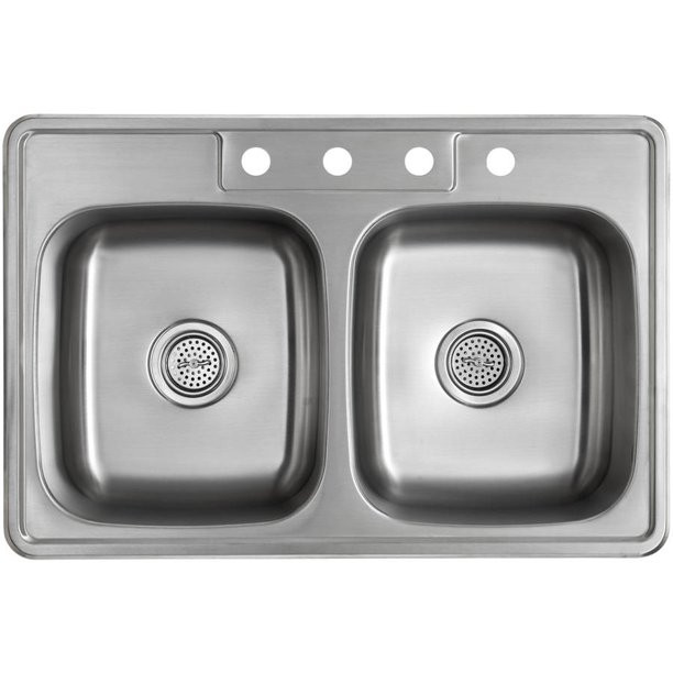 Magnus Sinks 33-in x 22-in 20 Gauge Stainless Steel Double Bowl Kitchen Sink