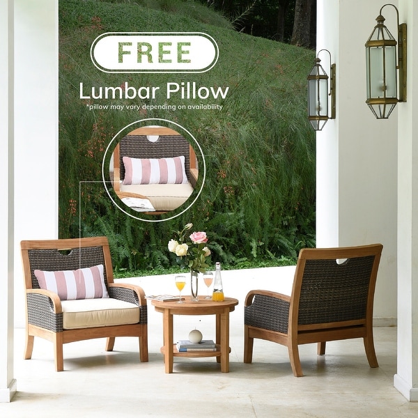 Cambridge Casual Palma 3piece Teak Wicker Outdoor Chat Set with FREE Pillow