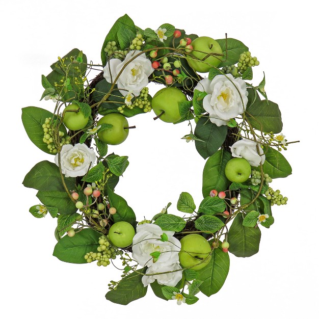 Artificial Roses And Apples Spring Wreath National Tree Company