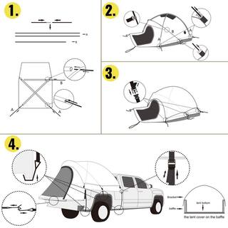 VEVOR Truck Bed Tent 6.4 ft. to 6.7 ft. Full Size Pickup Camper Tent with 2 Mesh Windows for 2-Person Hiking Fishing Grey CZZPHS6.4-6.70001V0