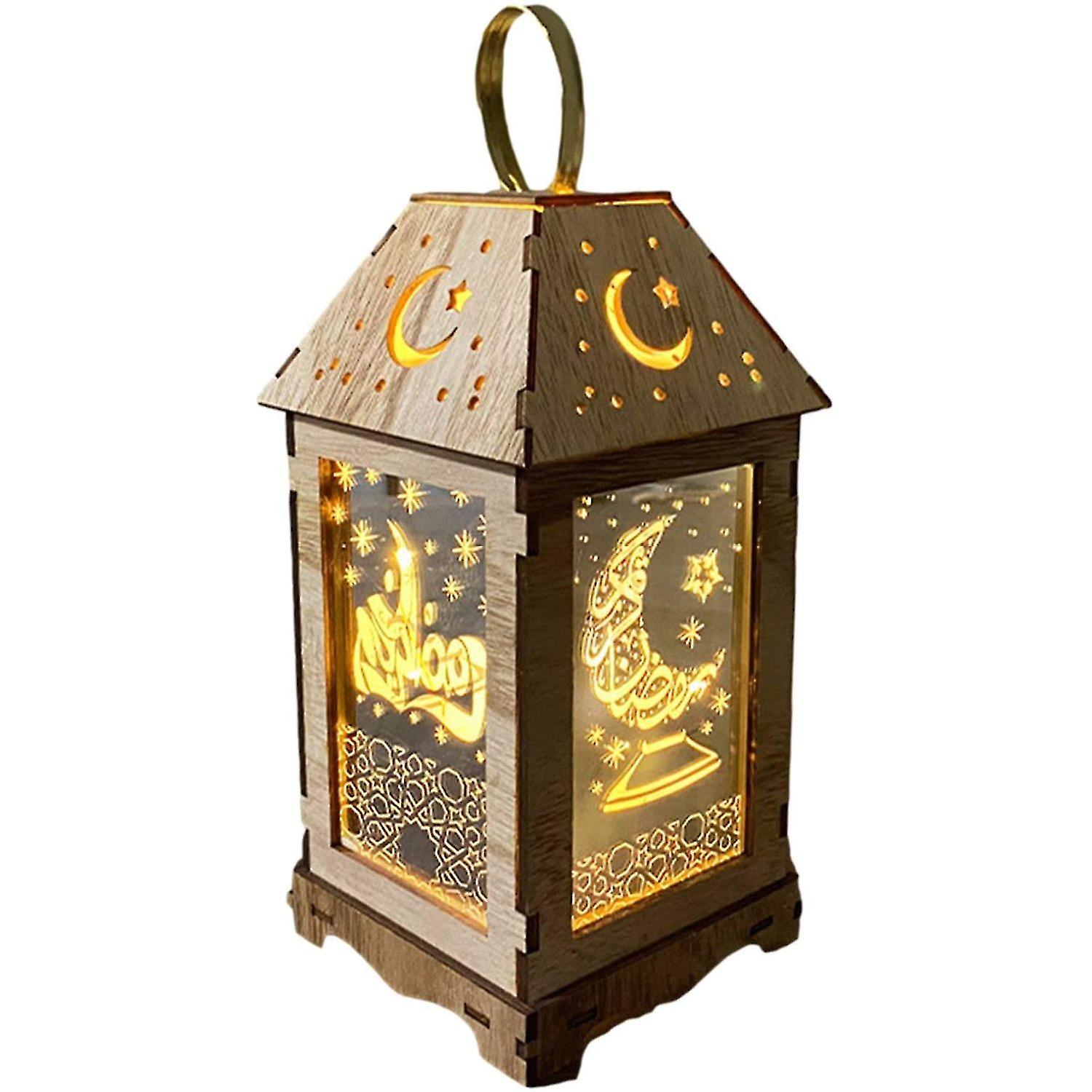 Eid Mubarak Laterne， Ramadan Dekoration Laterne-candle Holz Lantern Marokkanische Vintage Laterne Deko Hngende Eid Lichter Mit Led Ohne Batterie， Orie