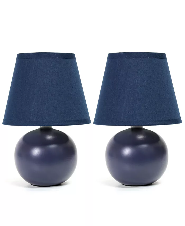 All The Rages Simple Designs Mini Ceramic Globe Table Lamp 2 Pack Set