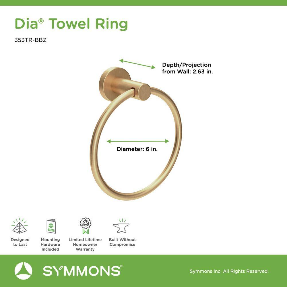 Symmons Dia Wall-Mounted Hand Towel Ring in Brushed Bronze 353TR-BBZ