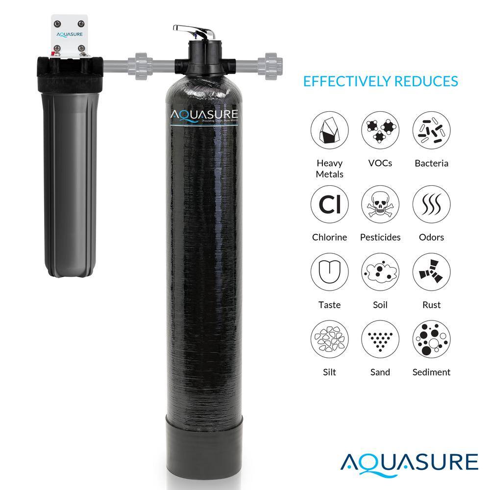 AQUASURE Fortitude Pro KDFGAC 1000000 Gal. Whole House Water Treatment System with Pleated Sediment Pre-Filters AS-FP1000