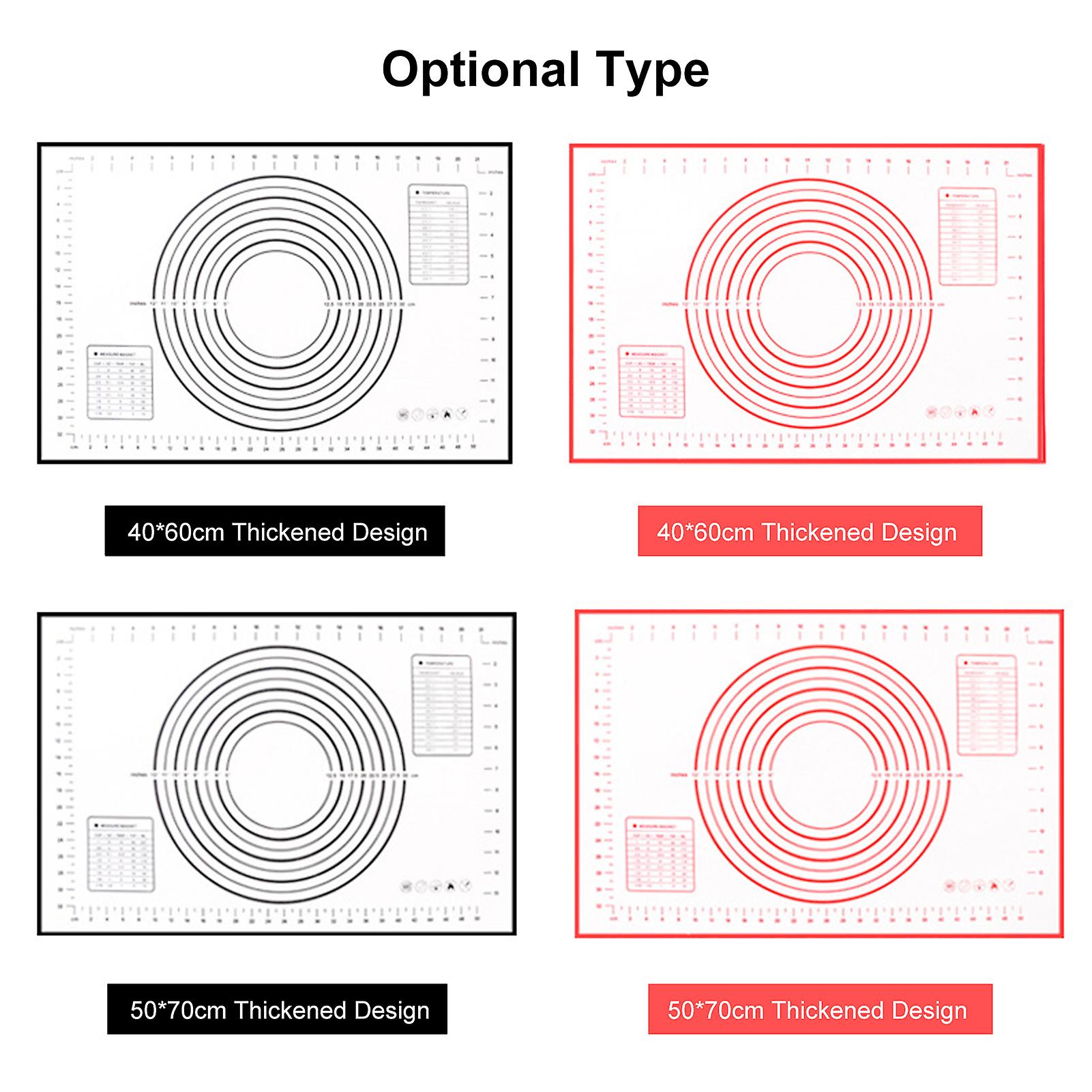 Red Type 2 Silicone Making Baking Mat Bbq Mat With Clear Scale Design Washable Rotatable For Home Kitchen Daily Use