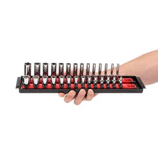 TEKTON 14 in. Drive 12-Point Socket Set with Rails (532 in.-916 in. 4 mm-15 mm) (50-Piece) SHD90216