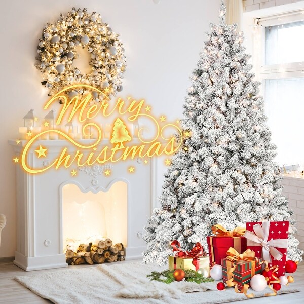 4ft\ 5ft PVC Mixed Flocked Christmas Trees with Steel Wire Frame and Tungsten Lights