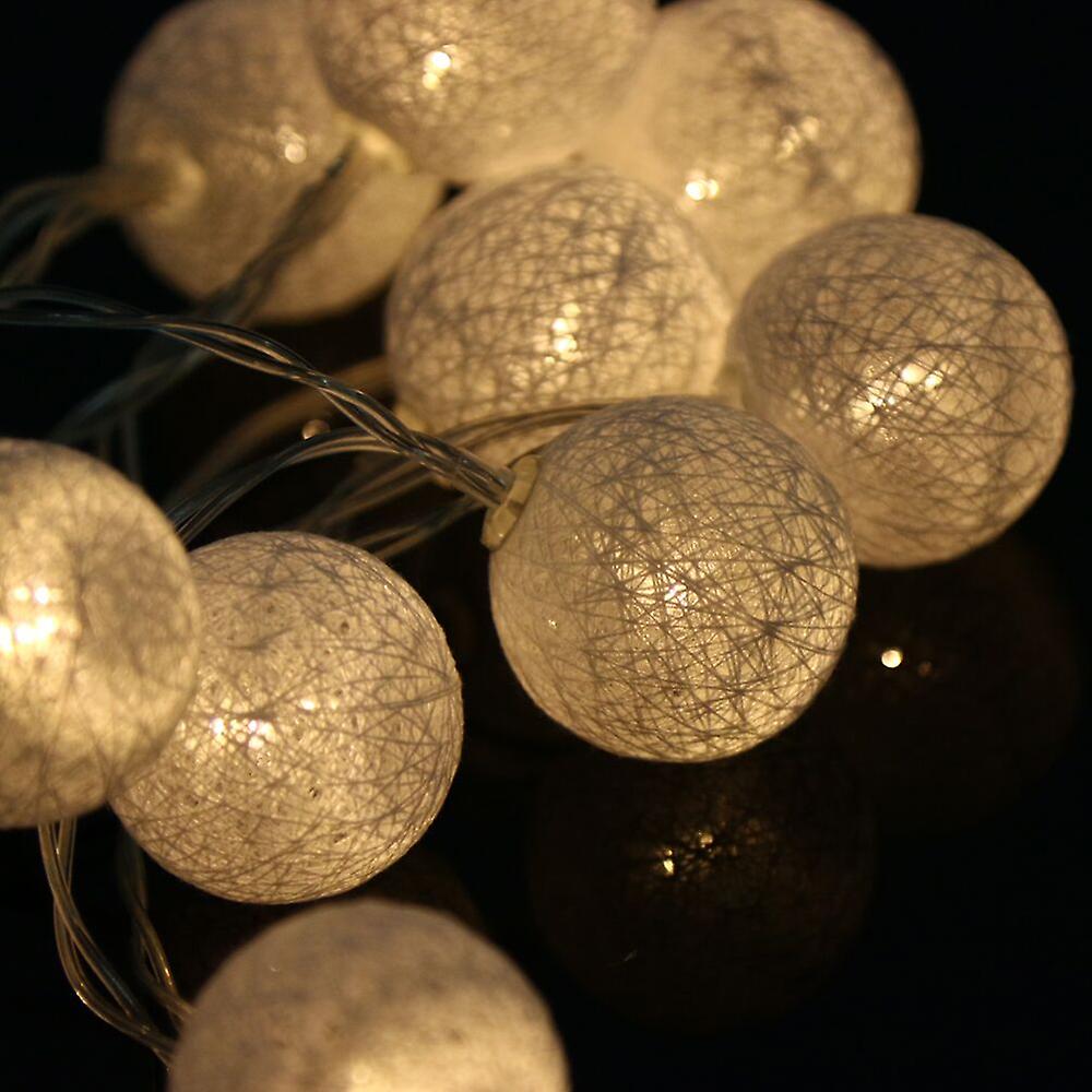 Bz162 Globes 10 Led Cotton Ball String Light Indoor Outdoor Home Wedding Fairy Party Holiday Decoration  White 1