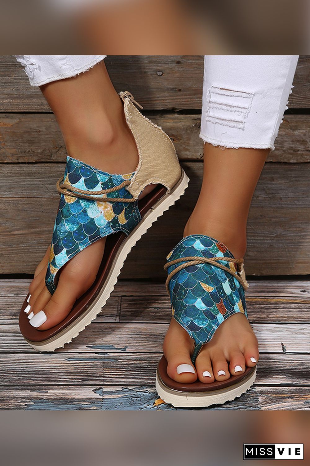 US Flag Sunflower Flat Sandals Wholesale