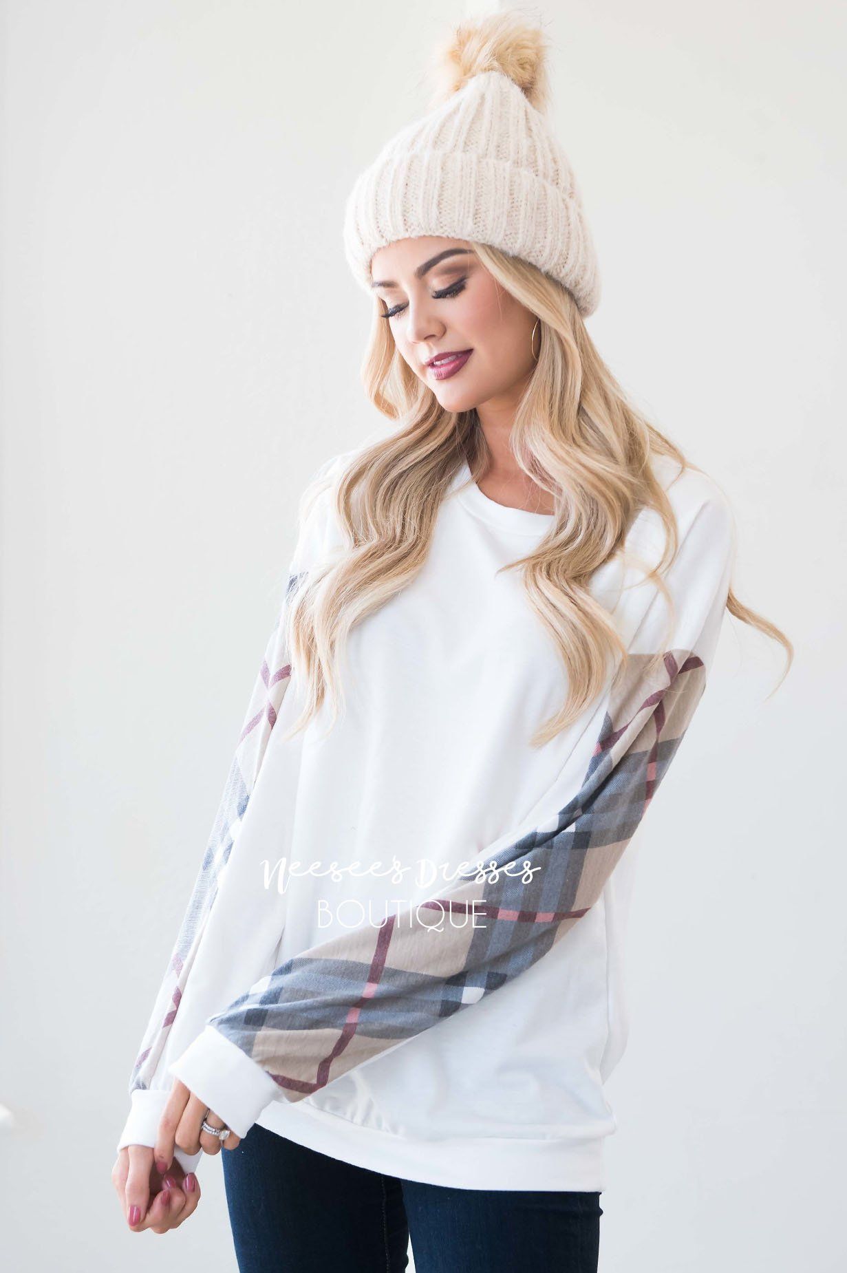 Fireside Flair Plaid Sleeve Sweater