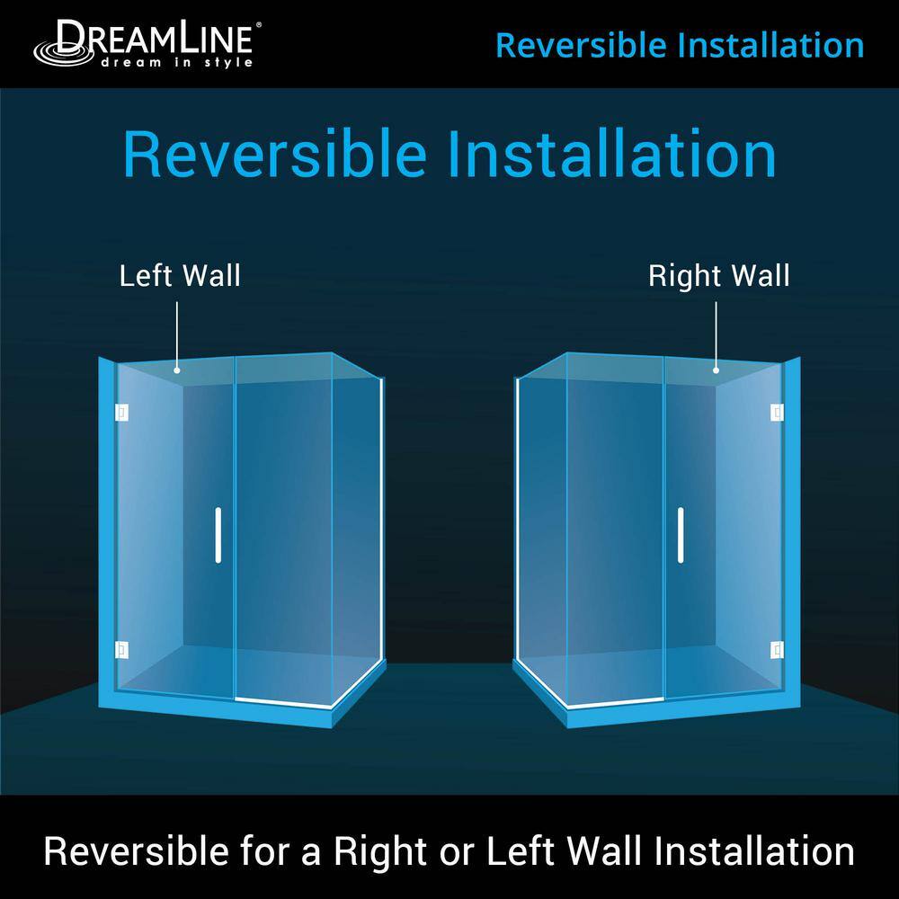 DreamLine Unidoor Plus 46.5 in. W x 34-38 in. D x 72 in. H Frameless Hinged Shower Enclosure in Satin Black SHEN-24465340-09