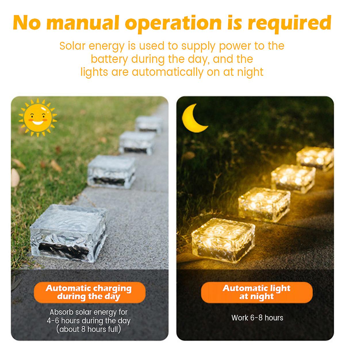 4pcs Solar Led Lights Outdoor Decor Lawn Lamp Solar Brick Light Sunlight For Landscape Pathway Garden Decor Solar Garden Lights