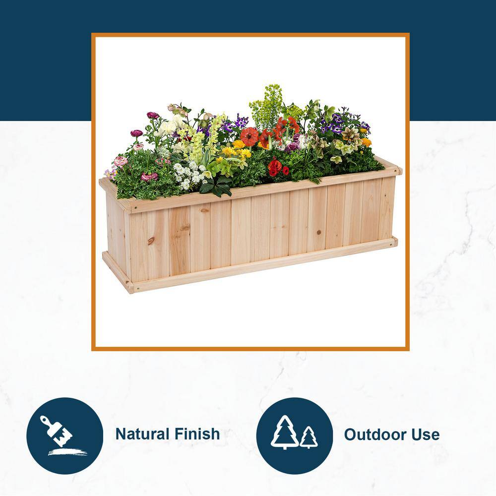 Shine Company 48 in. L Rectangle Natural Cedar Raised Garden Bed Box Planter Large Plant Pot Planter Box Wooden Box 5104N