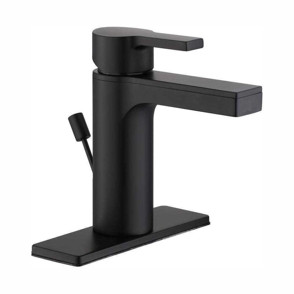 Glacier Bay Modern Single-Handle Single Hole Bathroom Faucet in Matte Black HD67771W-6010H