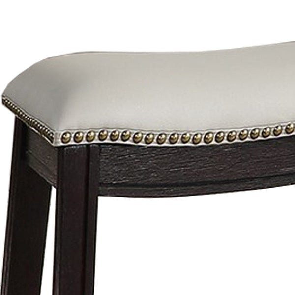 Curved Leatherette Stool with Nailhead Trim， Set of 2 - 18 H x 13.8 W x 18 L Inches