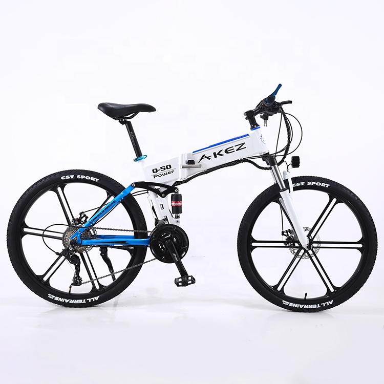 Cheap price good design full suspension frame customized electric bike aluminum alloy rim foldable e bike with LED display