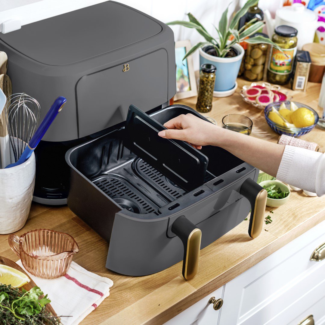 Beautiful 9QT TriZone Air Fryer， Oyster Grey by Drew Barrymore