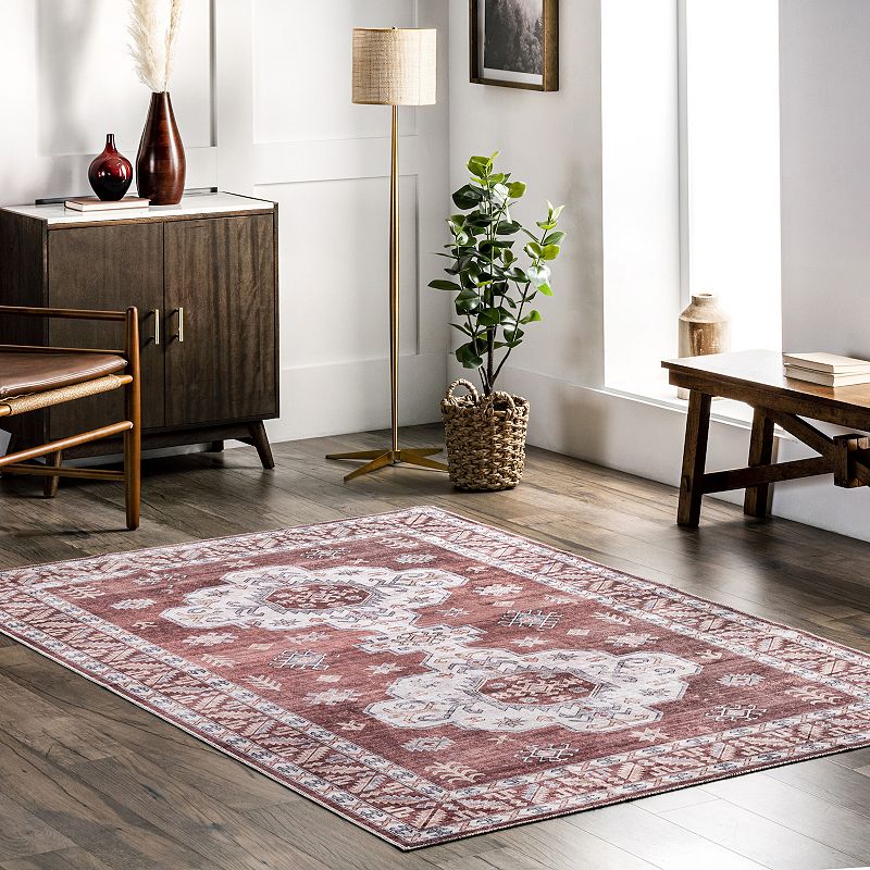 nuLoom Norma Machine Washable Traditional Medallion Area Rug